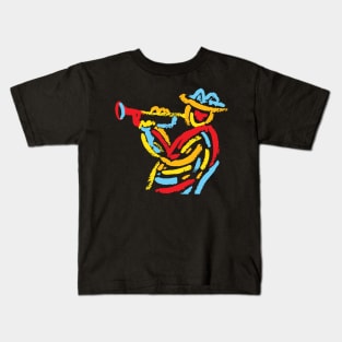 Colorful Modern Jazz  Trumpeter Kids T-Shirt